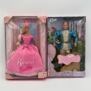 Set of 2 Original Box Mattel Barbie & Ken Rapunzel Collection Dolls 1999, 2001